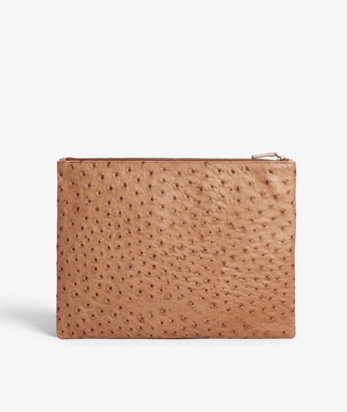The Case Factory Small Clutch Ostrich Camel