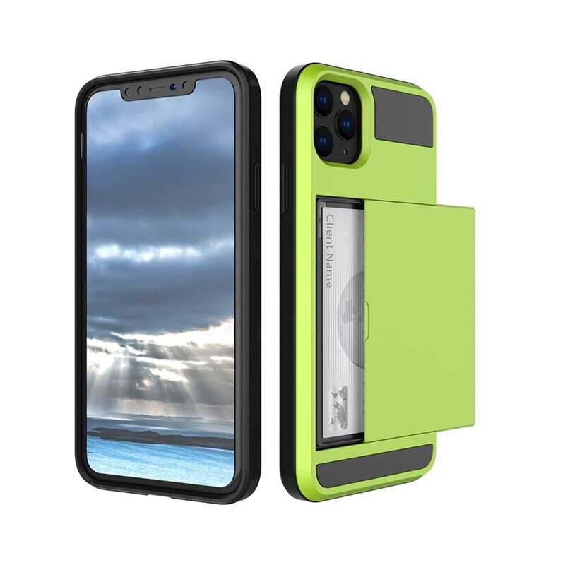 Skal Kortfack iPhone 11 Grön - Mobilskal med korthållare