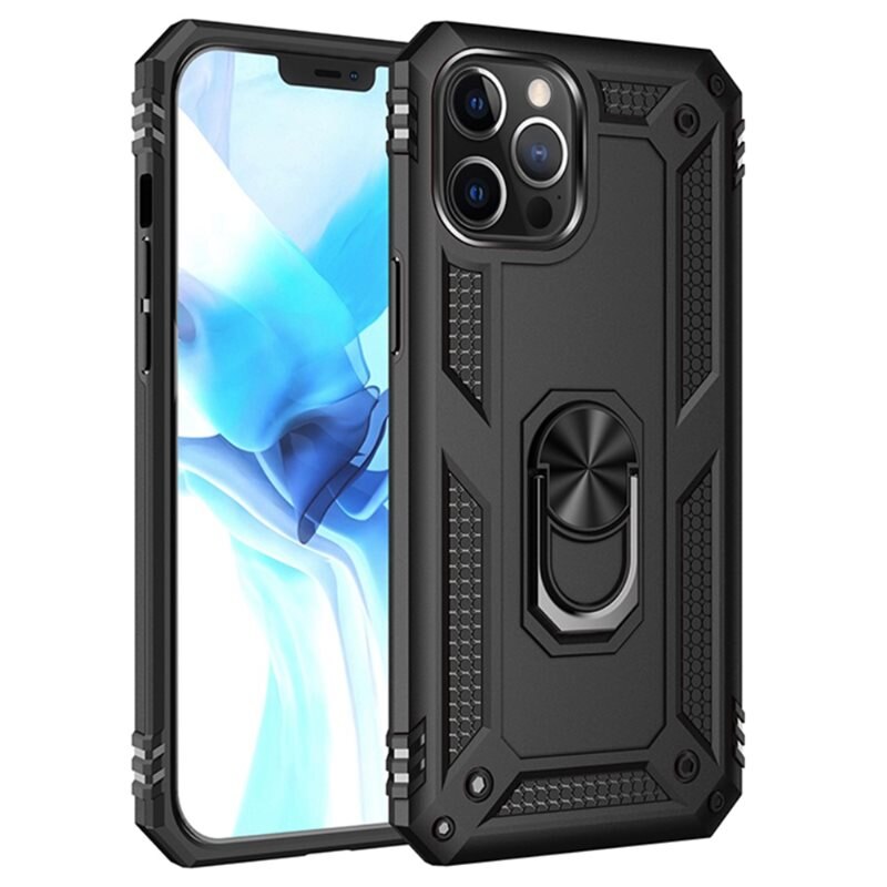 Hybridskal Tech Ring iPhone 12 Pro Max svart - Coolt skal med greppring