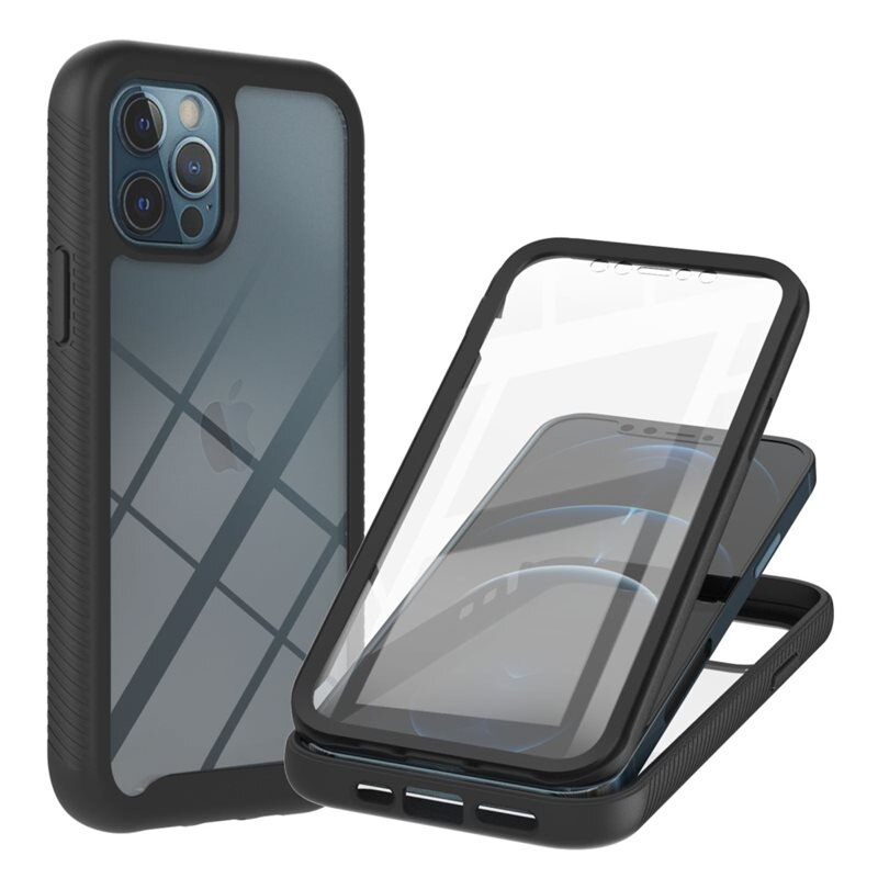 Full Protection Skal iPhone 12 Pro Max Svart - Heltäckande skal med integrerat skärmskydd