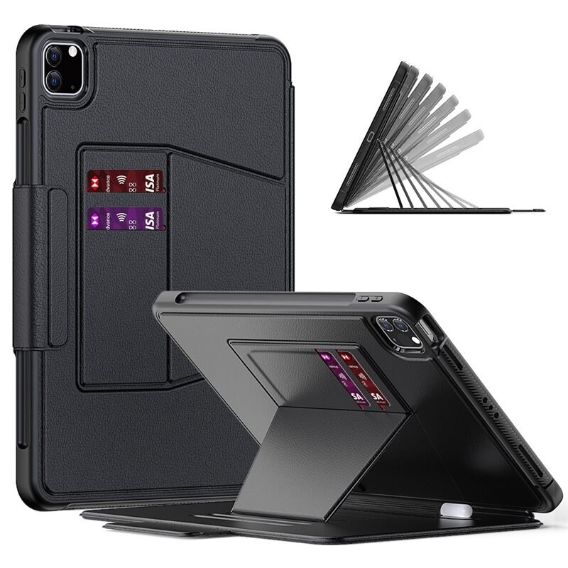 Fodral kortfack iPad Air 10.9 5th Gen (2022) svart - Skyddande fodral med korthållare