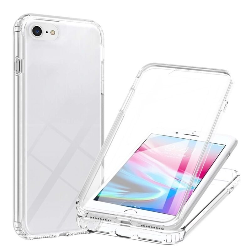Full Protection Case iPhone 8 Genomskinlig - Heltäckande skal med integrerat skärmskydd
