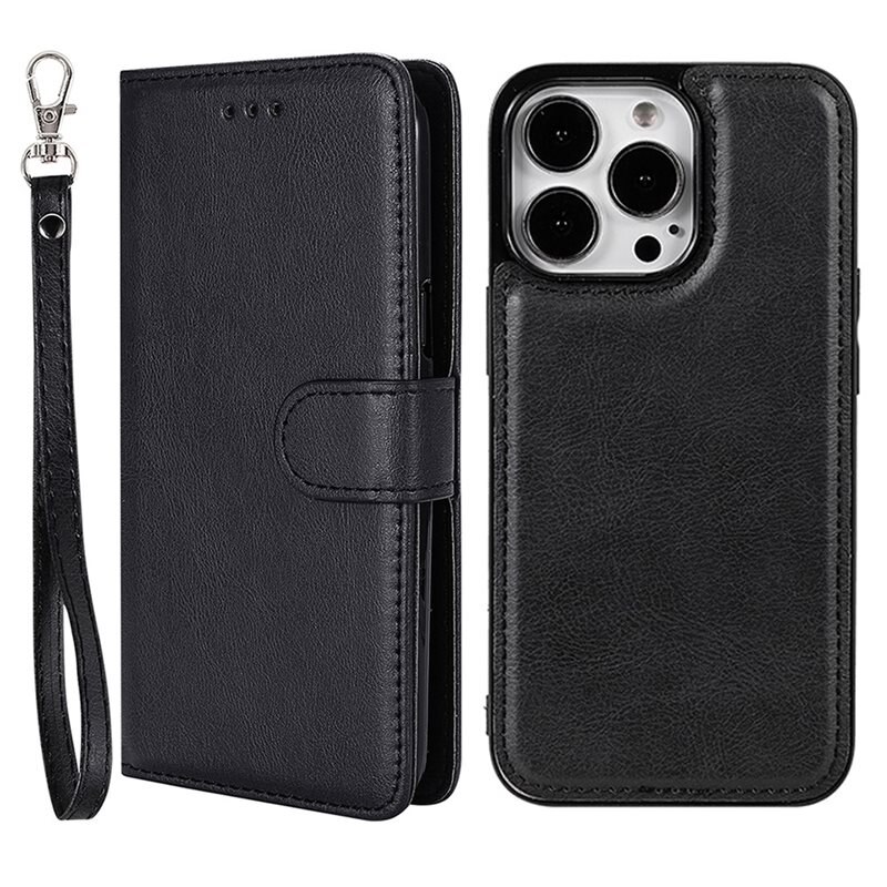 Magnetfodral iPhone 13 Pro Max svart - Plånboksfodral med avtagbart skal