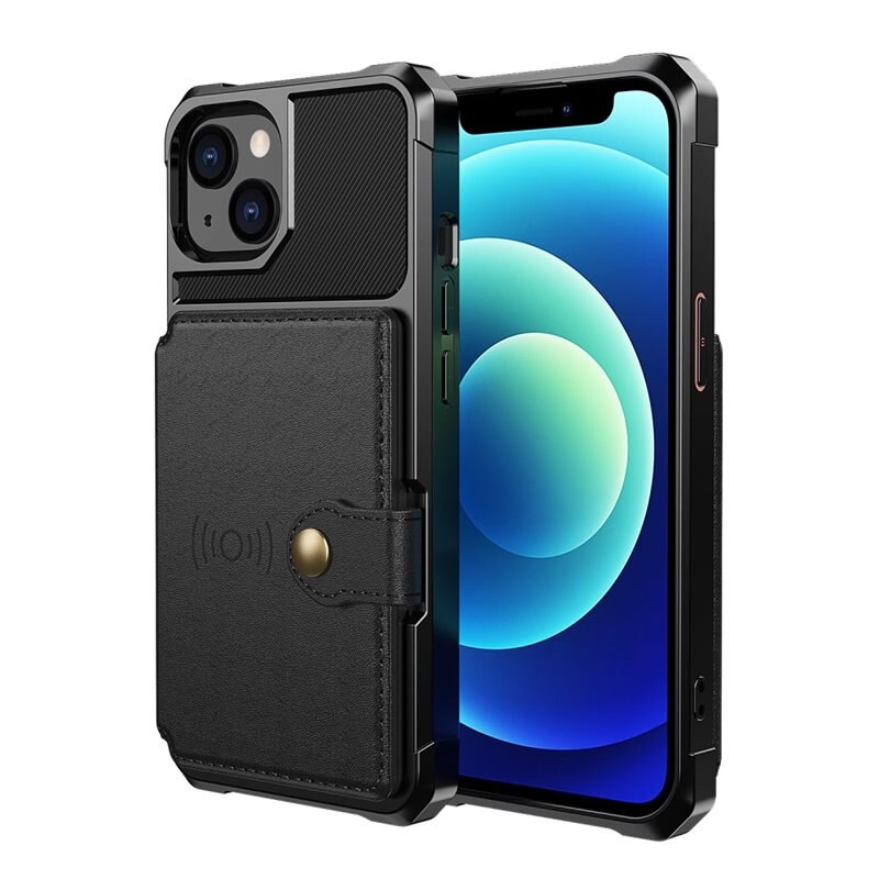 Tough Multi-slot Skal iPhone 13 Svart - Mobilskal med praktisk plånboksfunktion - Sedelficka - Korthållare
