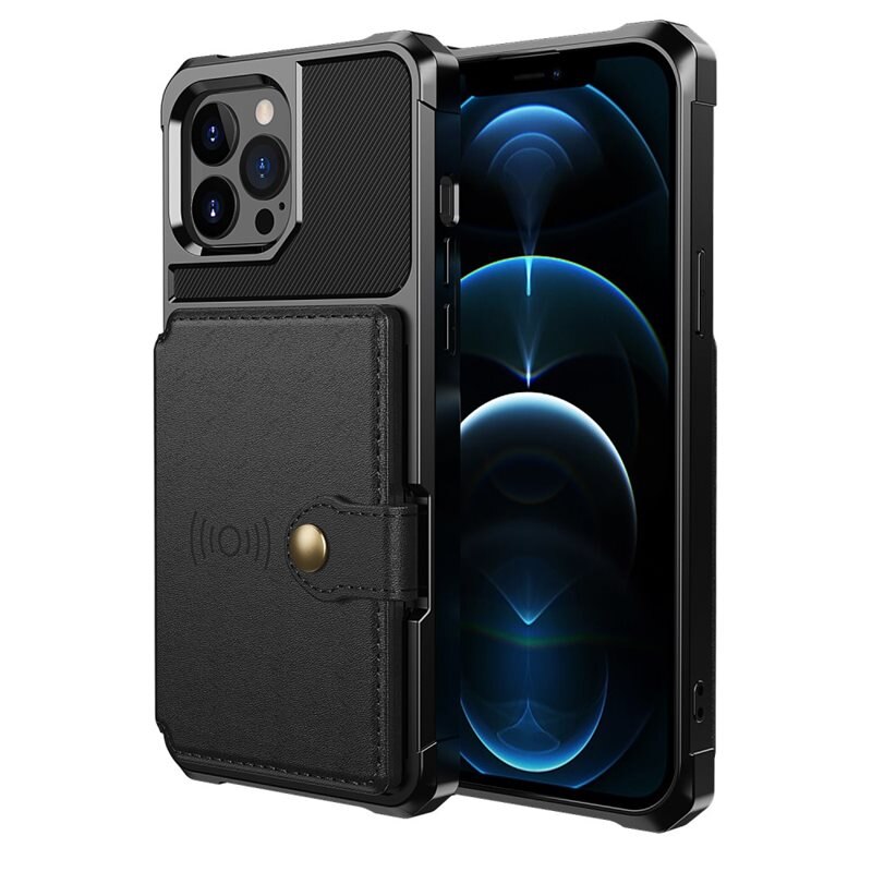 Tough Multi-slot Skal iPhone 13 Pro Svart - Mobilskal med praktisk plånboksfunktion - Sedelficka - Korthållare
