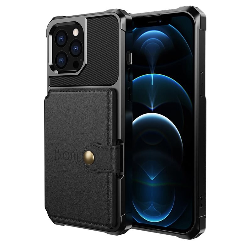 Tough Multi-slot Skal iPhone 13 Pro Max Svart - Mobilskal med praktisk plånboksfunktion - Sedelficka - Korthållare