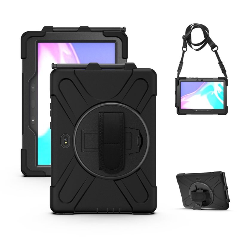 Stöttåligt Hybridskal med axelrem Samsung Galaxy Tab Active4 Pro svart - Skyddande fodral