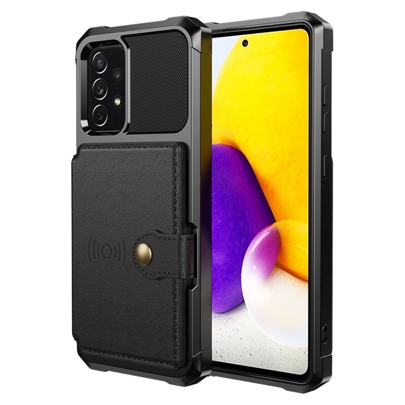 Tough Multi-slot Skal Samsung Galaxy A52 5G Svart - Mobilskal med praktisk plånboksfunktion - Sedelficka - Korthållare