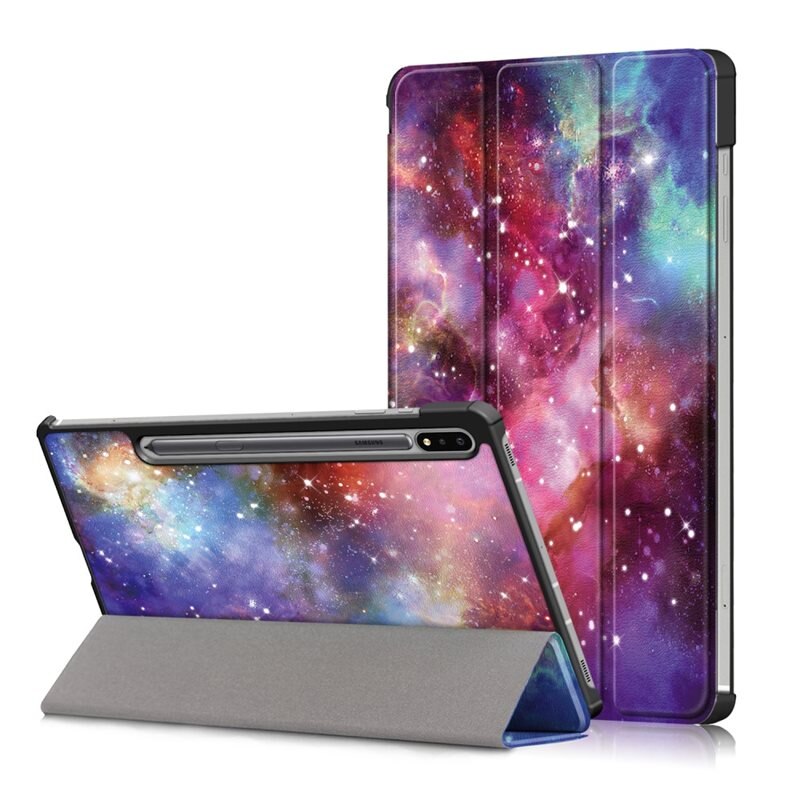 Fodral Tri-fold Samsung Galaxy Tab S7 FE Rymd - Skyddande fodral med stödfunktion