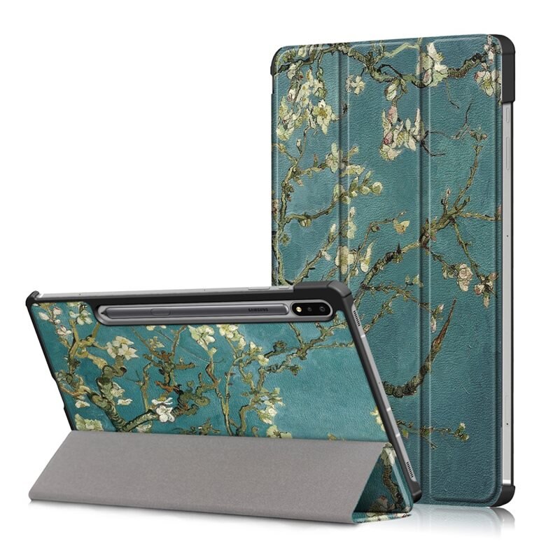 Fodral Tri-fold Samsung Galaxy Tab S7 FE - Körsbärsblommor - Skyddande fodral med stödfunktion