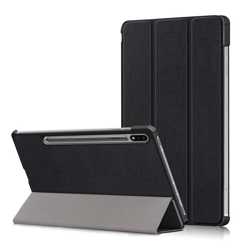 Fodral Tri-fold Samsung Galaxy Tab S7 FE Svart - Skyddande fodral med stödfunktion