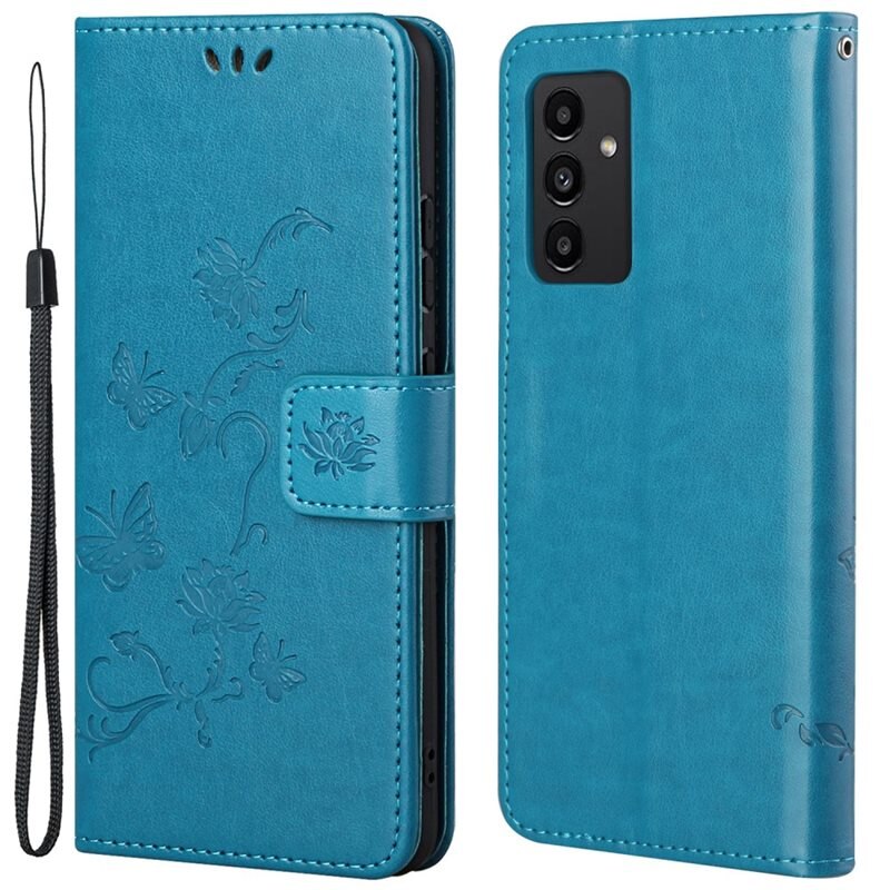 Läderfodral Fjärilar Samsung Galaxy A13 Blå - Fint plånboksfodral med mönster