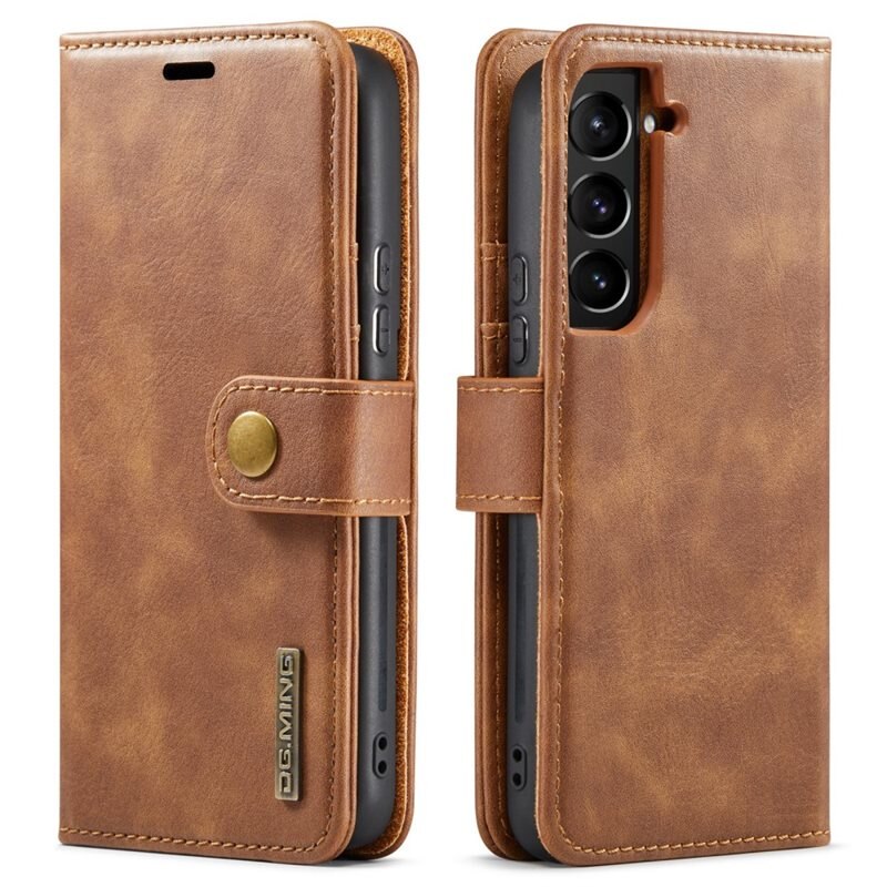 DG.MING magnetfodral Samsung Galaxy S22 Plus Brun - Stilrent läderfodral med avtagbart magnetiskt skal
