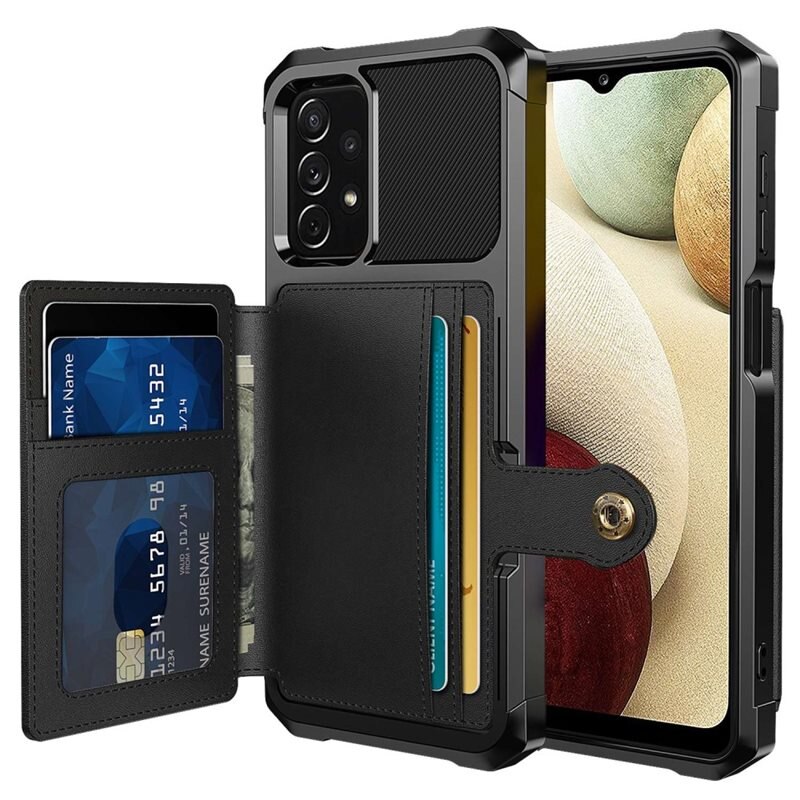 Tough Multi-slot Skal Samsung Galaxy A13 Svart - Mobilskal med praktisk plånboksfunktion - Sedelficka - Korthållare