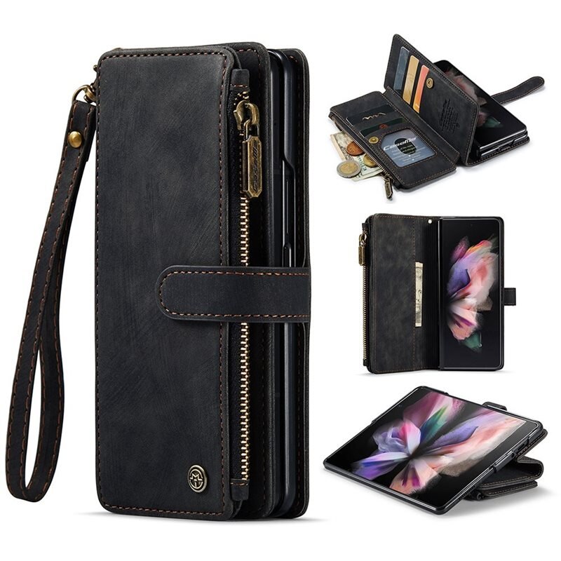 CaseMe Zipper Plånboksfodral Samsung Galaxy Z Fold 3 svart
