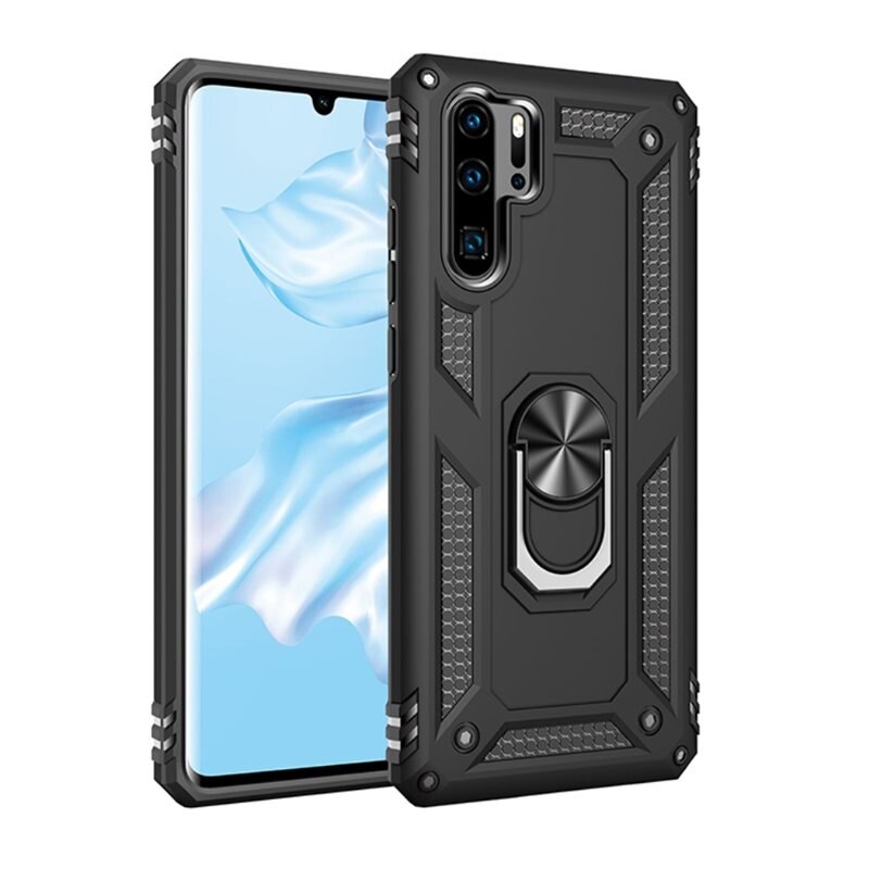 Hybridskal Tech Ring Huawei P30 Pro svart - Coolt skal med greppring