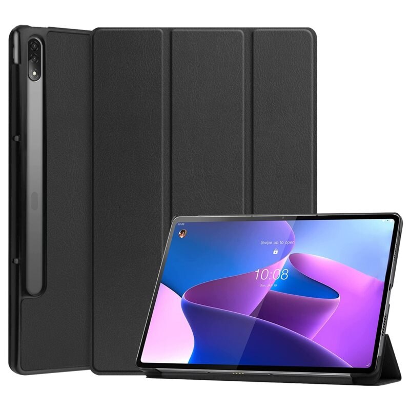 Fodral Tri-fold Lenovo Tab P12 Pro Svart - Skyddande fodral med stödfunktion
