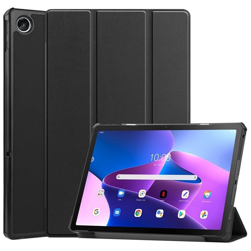 Fodral Tri-fold Lenovo Tab M10 Plus (3rd gen) Svart - Skyddande fodral med stödfunktion