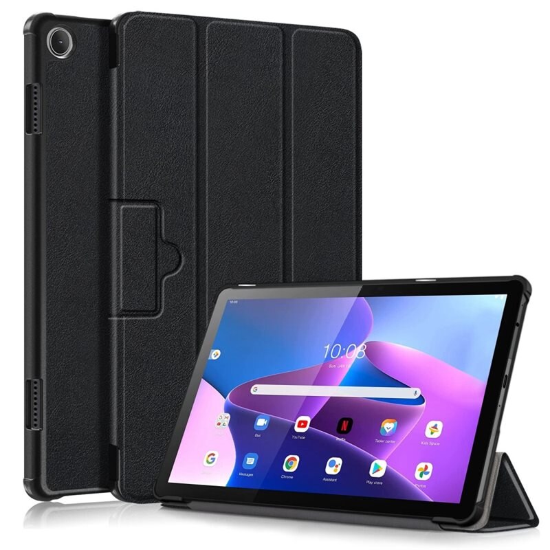Fodral Tri-fold Lenovo Tab M10 (3rd Gen) Svart - Skyddande fodral med stödfunktion