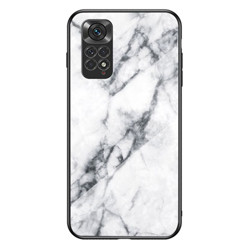 Skal Härdat Glas Xiaomi Redmi Note 11 vit marmor - Snyggt mobilskal med mönster