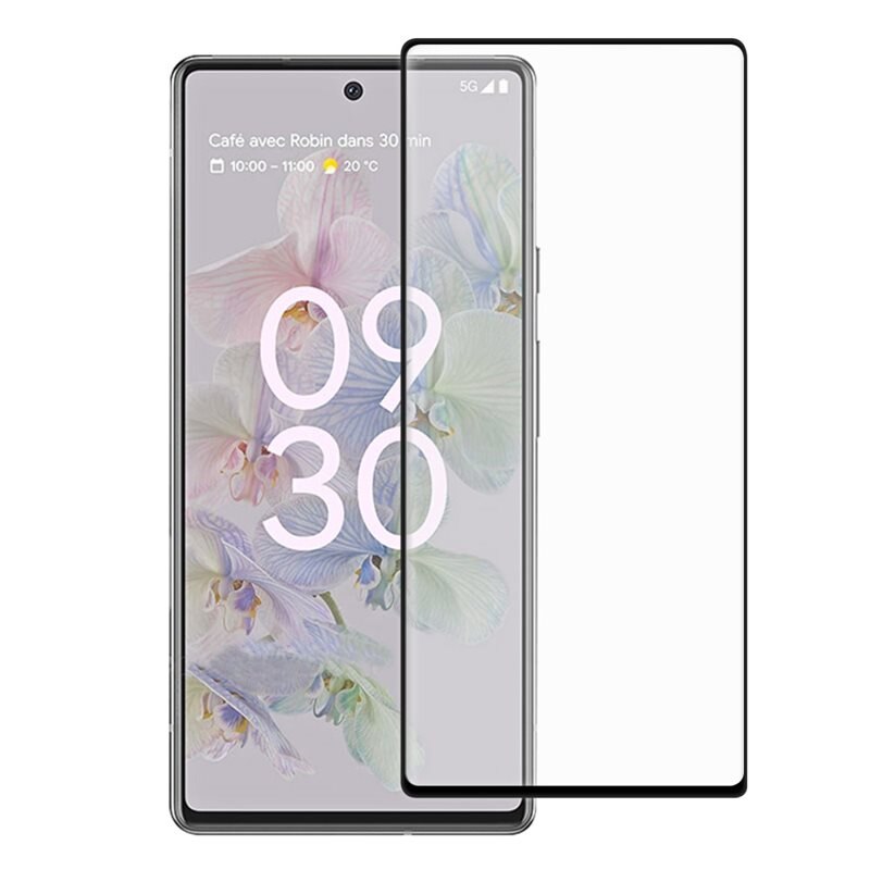 Heltäckande Härdat Glas Skärmskydd Google Pixel 6a - Skärmskydd som täcker hela skärmen, med svart kant