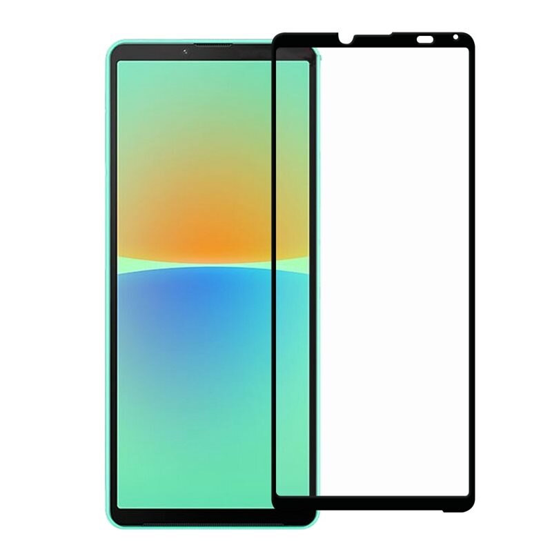 Heltäckande Härdat Glas Skärmskydd Sony Xperia 10 IV svart - Skärmskydd som täcker hela skärmen, med svart kant