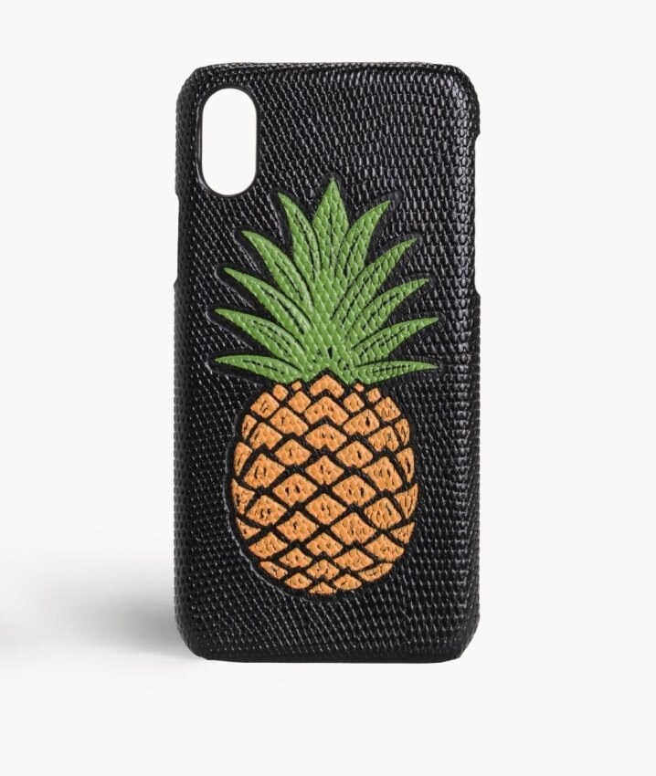The Case Factory Skal iPhone Xs Max Pineapple Orange Lizard Black