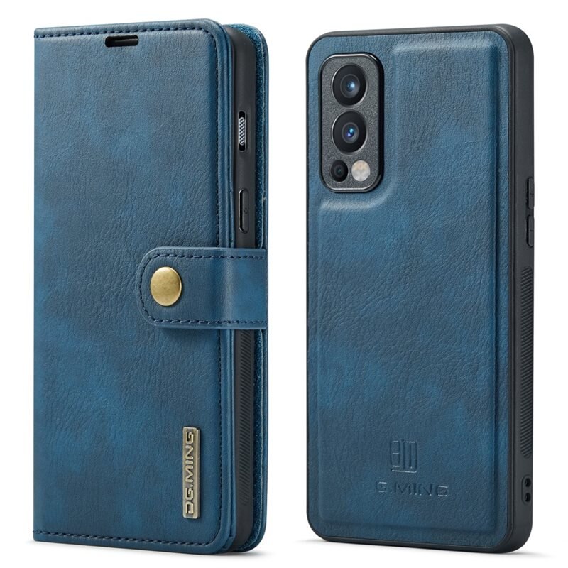 DG.MING magnetfodral OnePlus Nord 2 5G Blå - Stilrent läderfodral med avtagbart magnetiskt skal