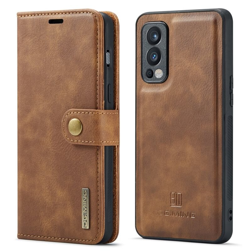 DG.MING magnetfodral OnePlus Nord 2 5G Brun - Stilrent läderfodral med avtagbart magnetiskt skal