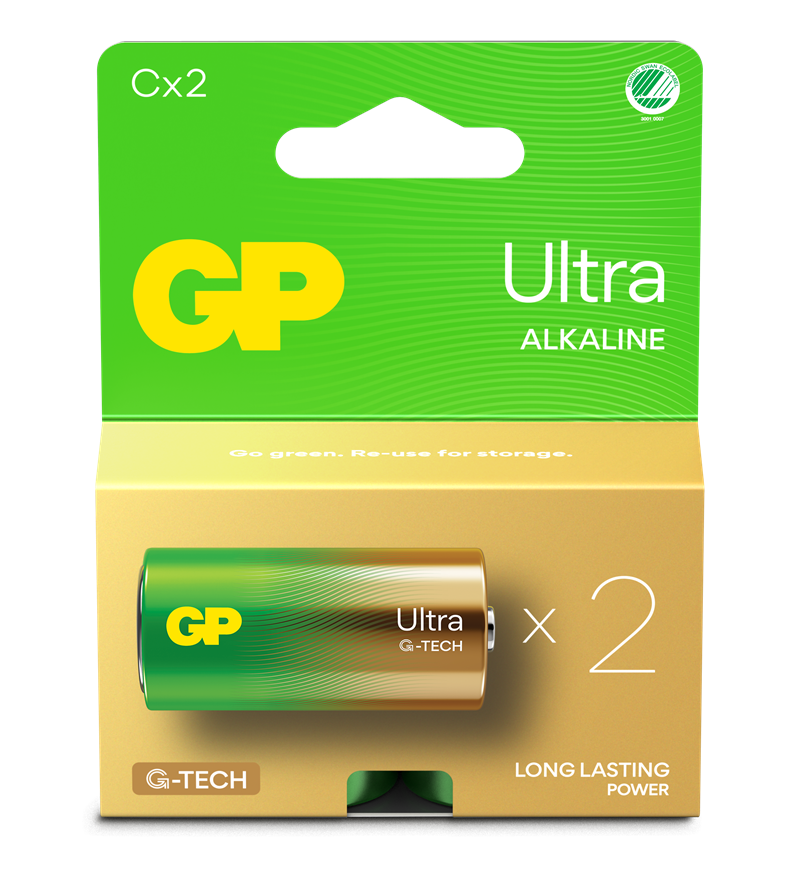 GP Batteries Ultra Alkaline C-batteri 14AU/LR14 (2-pack)