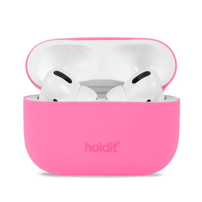 Holdit Silikonfodral Apple AirPods Pro 2 Bright Pink - Skyddande fodral i silikon