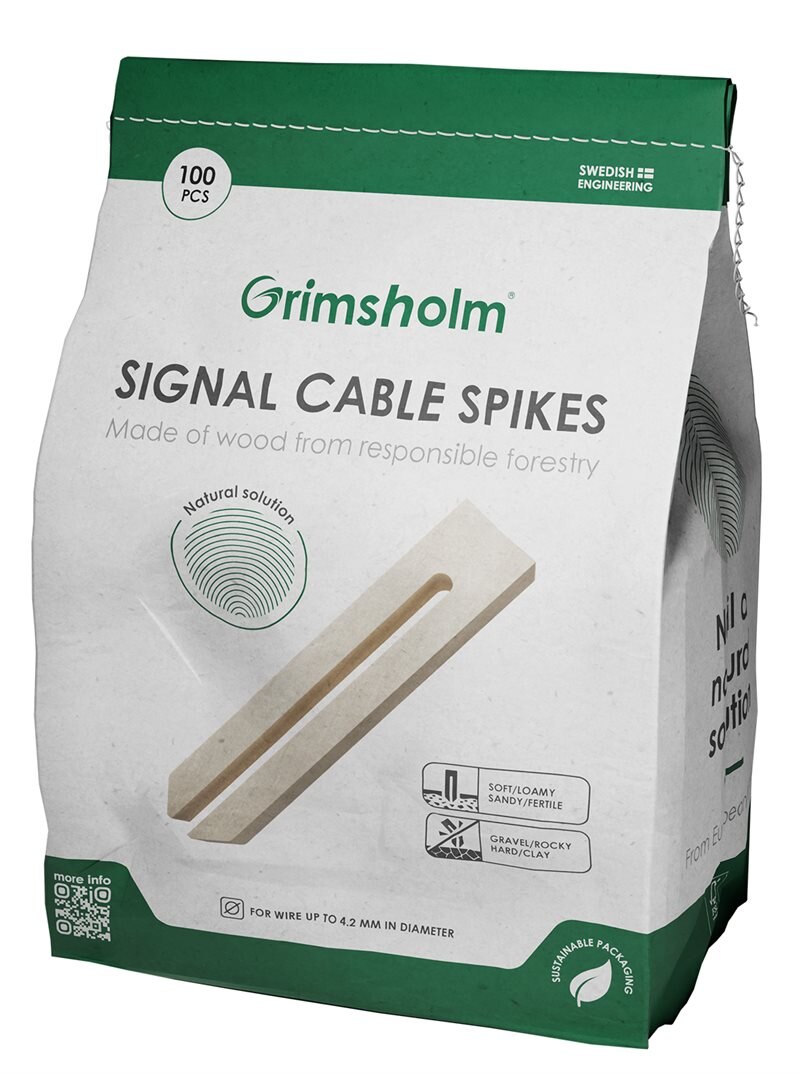 Grimsholm Signalkabelspik i trä för robotgräsklippare (100-Pack)