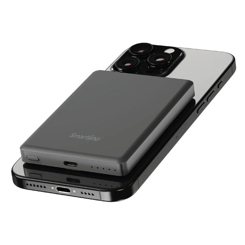 Smartline Trådlös Magnetic Powerbank Qi2 5000mAh svart