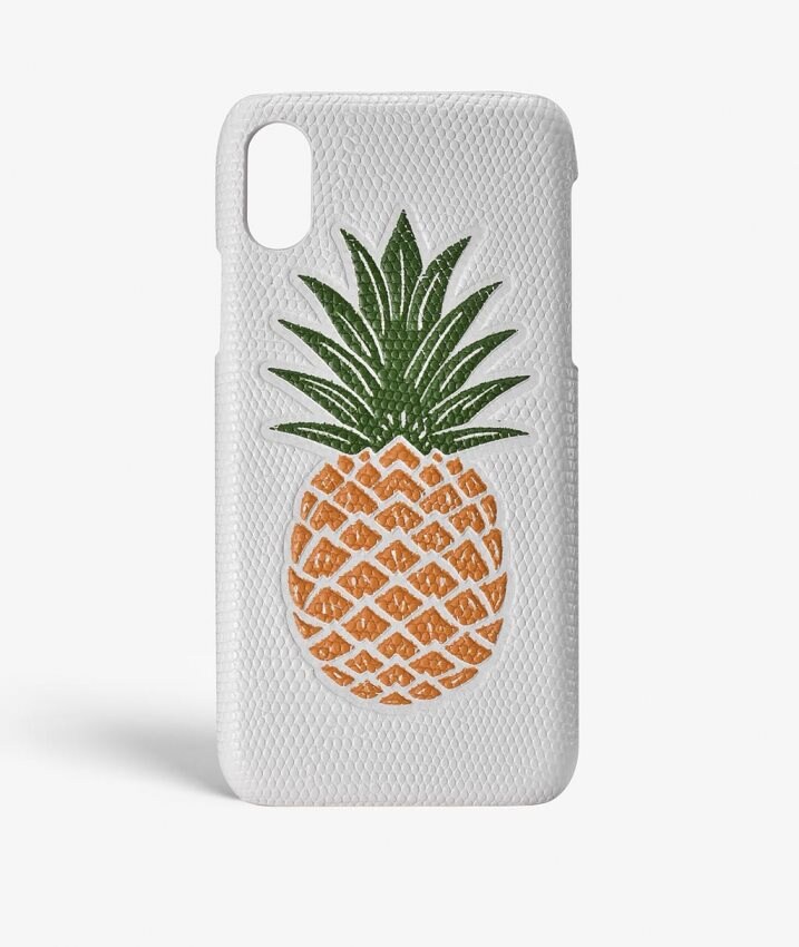 The Case Factory Skal iPhone X/XS Pineapple Orange Lizard White
