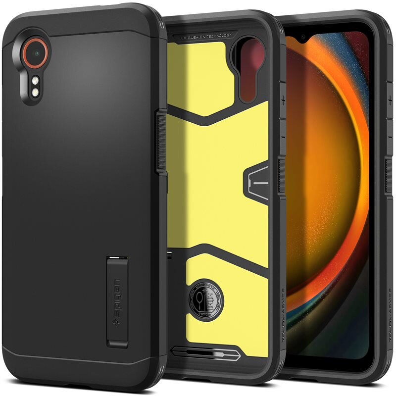 Spigen Samsung Galaxy Xcover 7 Case Tough Armor Black - Stöttåligt mobilskal med ställ