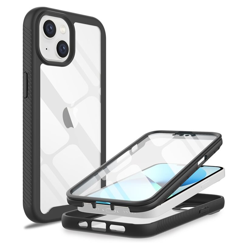 Mobique Full Protection Skal iPhone 14 Svart - Heltäckande skal med integrerat skärmskydd