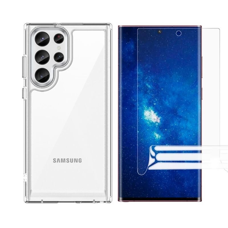 Samsung Galaxy S23 Ultra Kit med Skal och Skärmskydd - Glasskärmskydd och enkelt skal bundle