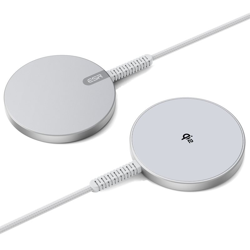ESR HaloLock Mini Qi2 MagSafe Magnetic Trådlös Charger silver - MagSafe-laddare