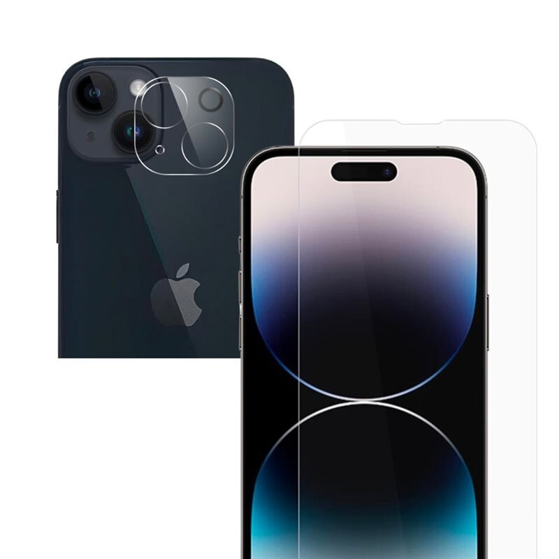 iPhone 15 Plus Kameraskydd och Skärmskydd Härdat Glas - Glasskärmskydd och linsskydd bundle
