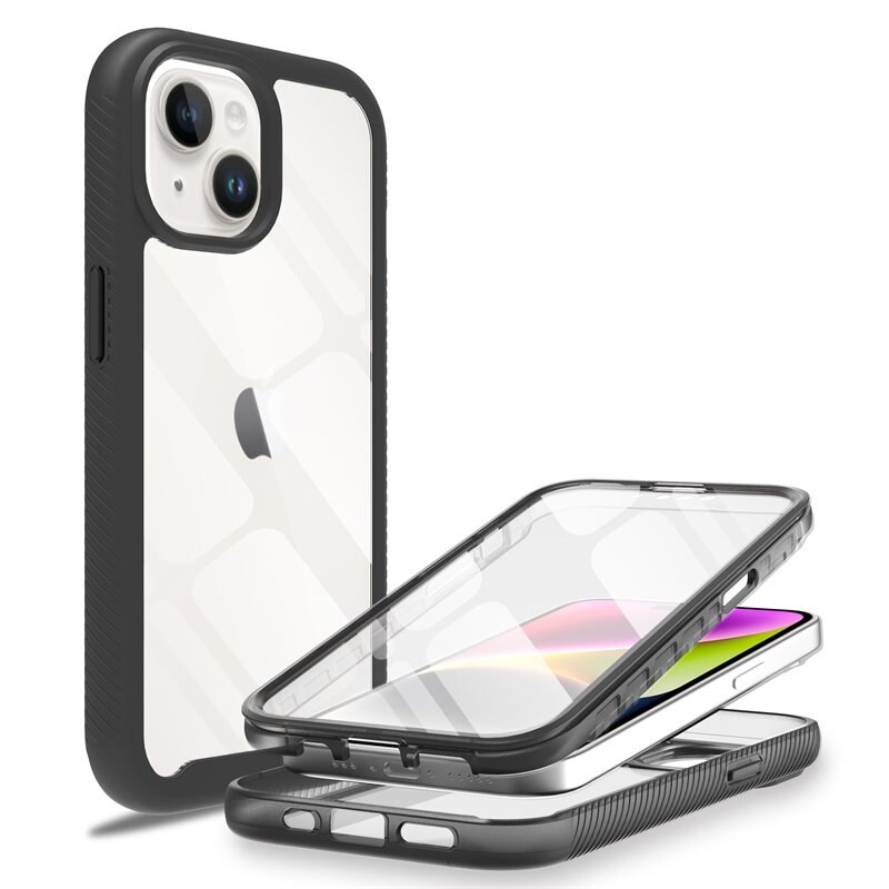 Mobique Full Protection Skal iPhone 15 Plus Svart - Heltäckande skal med integrerat skärmskydd