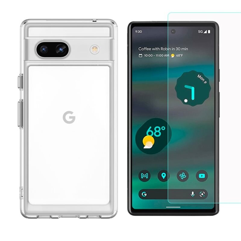 Google Pixel 7a Kit med Skal och Skärmskydd - Glasskärmskydd och enkelt skal bundle