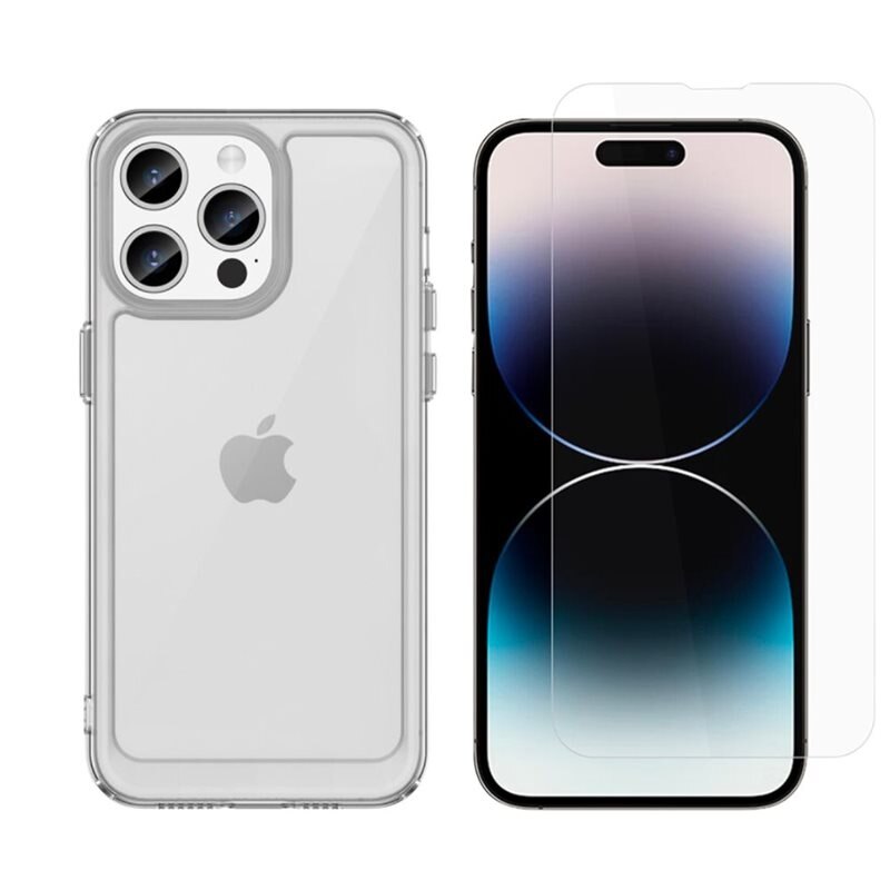 iPhone 15 Pro Kit med Skal och Skärmskydd - Glasskärmskydd och enkelt skal bundle