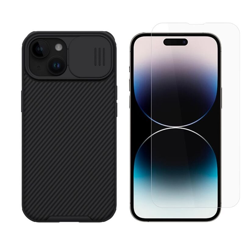 iPhone 15 Kit med CamShield Skal och Skärmskydd - Bundle - Mobilskal med inbyggt kameraskydd