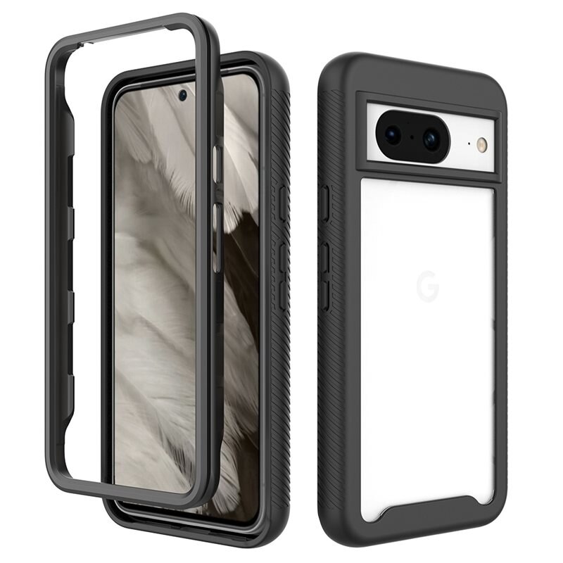 Full Cover Skal Google Pixel 8 Svart - Heltäckande mobilskal i två lager