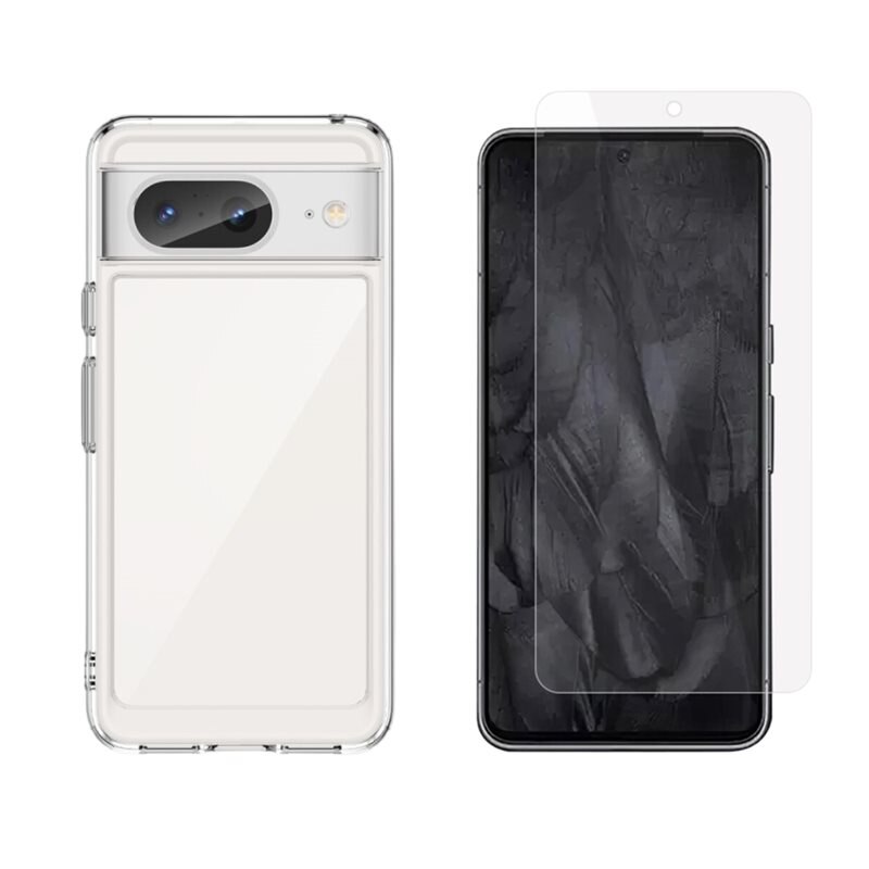 Google Pixel 8 Kit med Skal och Skärmskydd - Glasskärmskydd och enkelt skal bundle
