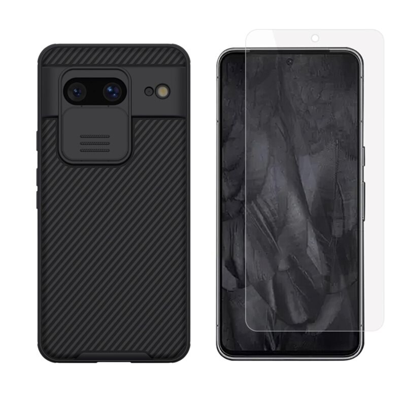 Google Pixel 8 Kit med CamShield Skal och Skärmskydd - Bundle - Mobilskal med inbyggt kameraskydd