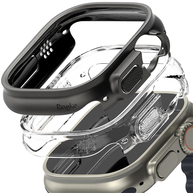 Ringke Slim Case (2-pack) Apple Watch Ultra 49mm 2nd Gen Titanium Black & Clear - Minimalistiskt skal som skyddar