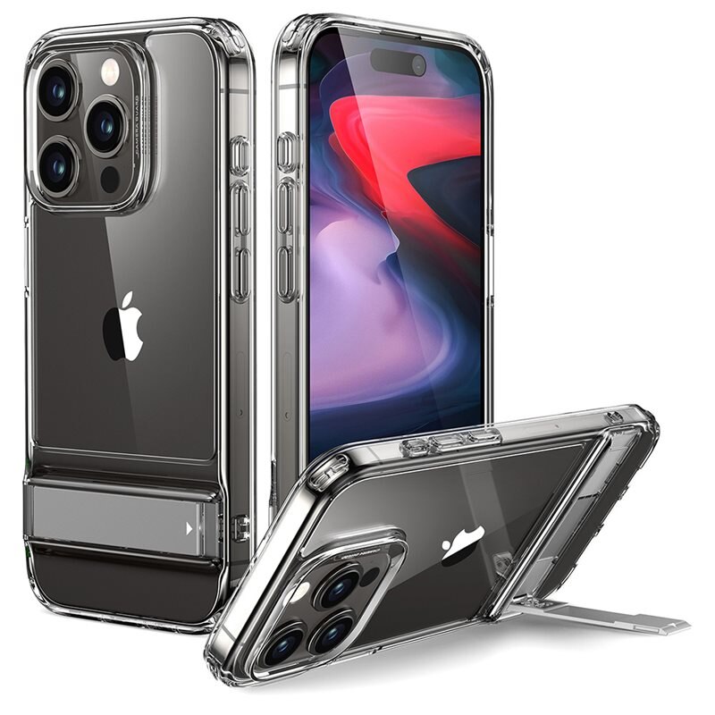 ESR Air Shield Boost iPhone 15 Pro Clear - Skyddande genomskinligt skal med utfällbart stöd