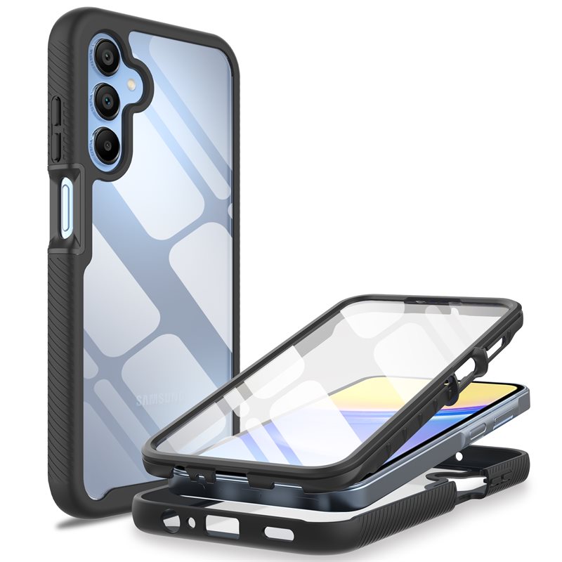 Mobique Full Protection Case Samsung Galaxy A15 Svart - Heltäckande skal med integrerat skärmskydd