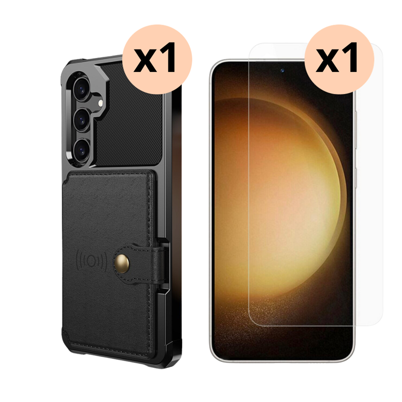 Samsung Galaxy S24 Kit med Tough Multi-slot Skal och Skärmskydd - Mobilskal med korthållare - Skydda skärmen